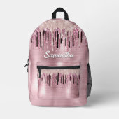 Chique roze blos roze druipend monogram bedrukte rugzak (Voorkant)