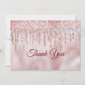 Chique roze blush gouden glitters glinsteren bedankkaart (Voorkant)