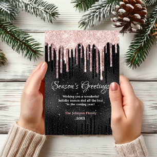 Chique Roze Blush Zwarte Druppels Kerst Vakantie