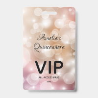 Chique Roze Bokeh Quinceañera Uitnodiging VIP Pas