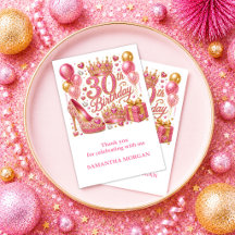 Chique Roze Confetti 30e Verjaardag Gouden Glitter