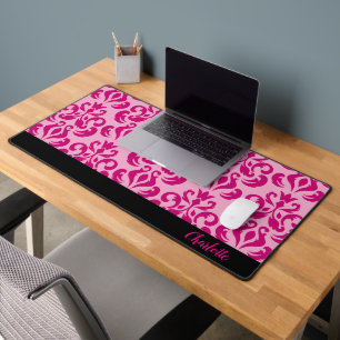 Chique roze damast bureau mat