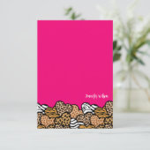 Chique Roze Dierenprint Hart Valentijn Naam Op Maa Bedankkaart (Staand voorkant)