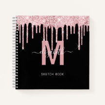 Chique Roze Dripping Glitter Monogram Schets