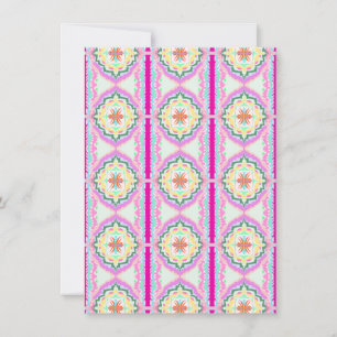 Chique roze en gouden geometrisch bloempatroon kaart