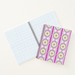 Chique roze en gouden geometrisch bloempatroon notitieboek