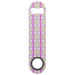 Chique roze en gouden geometrisch bloempatroon speed flessenopener