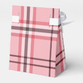 Chique roze en grijze geruite modepatroonfeest bedankdoosjes (Achterkant)