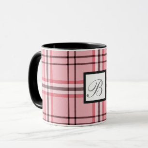 Chique roze en grijze plaid modepatroon mok