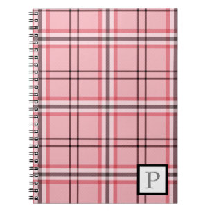 Chique roze en grijze plaid modepatroon notitieboek