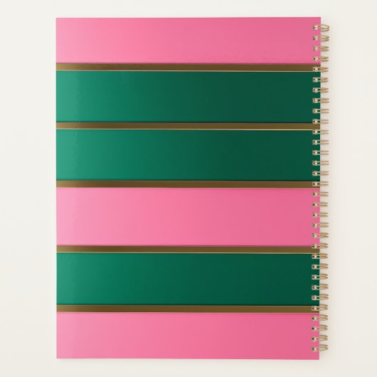 Chique roze en groen gestreept planner (Achterkant)