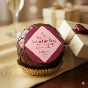 Chique roze en rode "A Tini One" baby shower Ronde Sticker