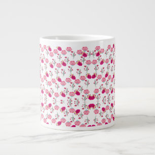 Chique roze en rood bloemenprint naadloos patroon extra grote beker