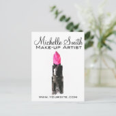 Chique roze en zwarte waterverf lippenstift Make-u Briefkaart (Staand voorkant)