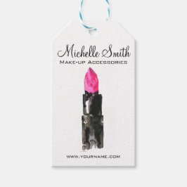 Chique roze en zwarte waterverf lippenstift Make-u Cadeaulabel