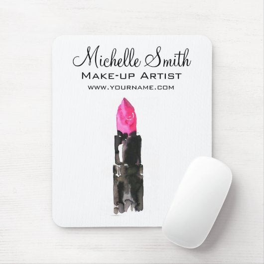 Chique roze en zwarte waterverf lipstick Make-up Muismat (Met muis)