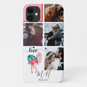 Chique Roze Flamingo 5 Foto Collage Case-Mate iPhone 11 Hoesje