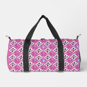 Chique Roze Geometrisch Alfabet N Initiaal Plunjezak