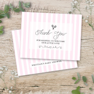 Chique roze gestreepte tennis preppy bedankkaartje briefkaart