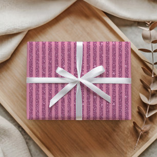 Chique roze glinsterende verticale strepen cadeaupapier