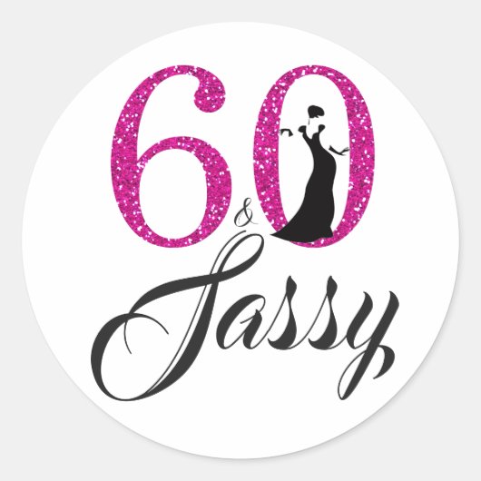Chique roze glitter 60 Sassy 60e verjaardag Ronde Sticker (Voorkant)