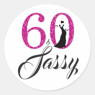 Chique roze glitter 60 Sassy 60e verjaardag Ronde Sticker