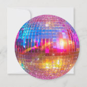 Chique Roze Glitter Disco Ball Bruiloft Save the D Kaart (Achterkant)