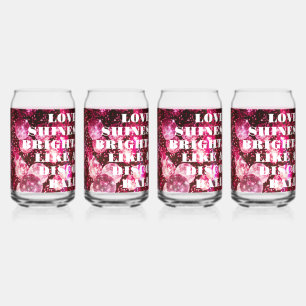 Chique Roze Glitter Retro Disco Ballen Bruiloft Blikvorm Glas