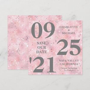 Chique roze glitter sparkle modern Save the date Kaart