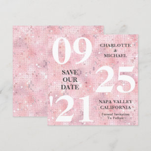 Chique roze glitter sparkle modern Save the date Kaart