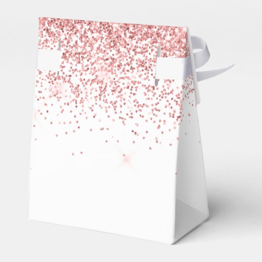 Chique roze glitter wit dank u bruiloft bedankdoosjes (Achterkant)