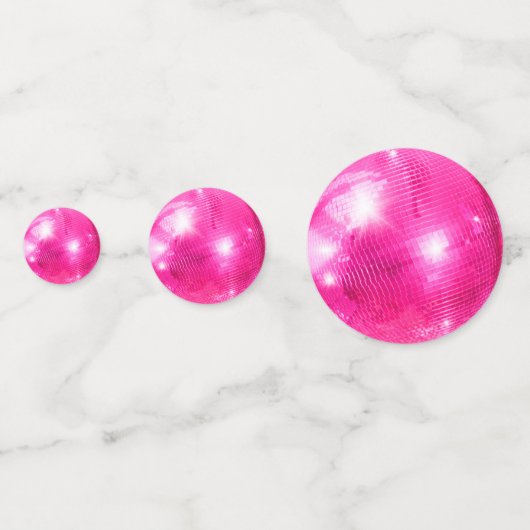 Chique Roze Glitterende Retro Disco Ballen Bruilof Confetti (Voorkanten)