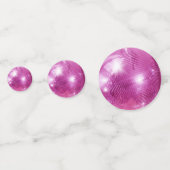 Chique Roze Glitterende Retro Disco Ballen Bruilof Confetti (Achterkanten)