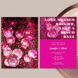 Chique Roze Glitters Retro Disco Bal Huwelijk Kaart