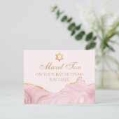 Chique Roze Goud Aangepaste Bat Mitzvah Mazel Tov Briefkaart (Staand voorkant)