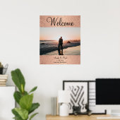 Chique Roze Goud Aangepaste Foto Uitnodiging Huwel Poster (Thuiskantoor)