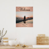 Chique Roze Goud Aangepaste Foto Uitnodiging Huwel Poster (Keuken)