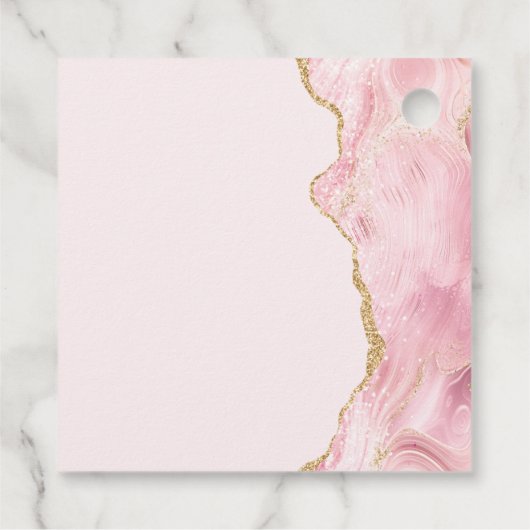 Chique roze goud agaat vleermuis mitzvah aangepast bedankjes labels (Achterkant)