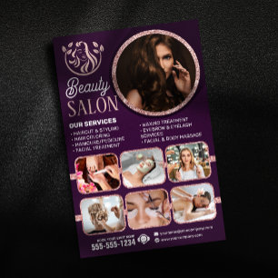 Chique Roze Goud Beauty Spa Haar Nagel Make-up Sal Flyer
