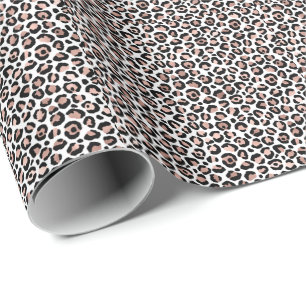 Chique roze goud en zwart luipaardprint cadeaupapier