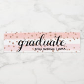 Chique Roze & Goud Gestreept Afstuderen Waterfles Etiket (Enkel label)