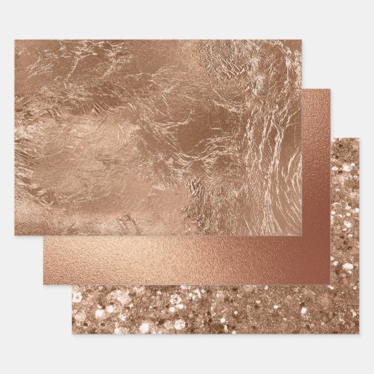 Chique Roze Goud Glam Glitters Inpakpapier Vel (Set)