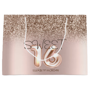 Chique Roze Goud Glitter Ombre Sweet 16 Groot Cadeauzakje
