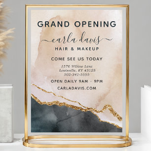 Chique Roze & Gouden Aquarel Salon Grand Opening Flyer