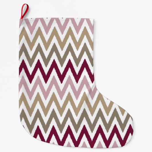 Chique roze gouden Chevron Grote Kerstsok (Voorkant)