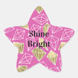 Chique roze gouden diamanten ster sticker
