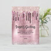 Chique roze gouden druppels nieuwjaar Kerstmis gro Kaart (Staand voorkant)