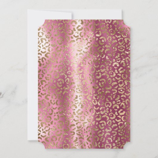 Chique roze gouden glam luipaard print kaart (Achterkant)