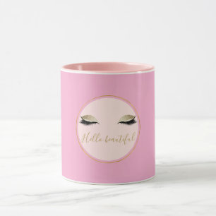 Chique Roze Gouden Glanzende Zwarte Wimpers Kerstm Mok