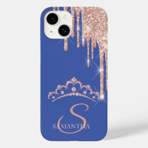 Chique roze gouden glinsterende druppels diamanten Case-Mate iPhone 14 hoesje